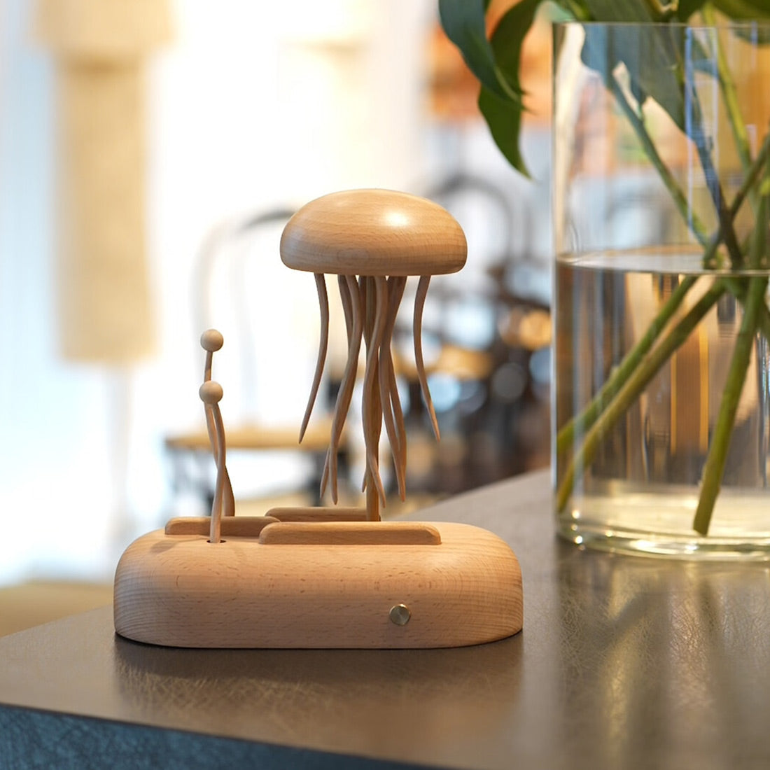 Mechanical Wooden Jellyfish Dynamic Motion Desk Decor - VICTMAX
