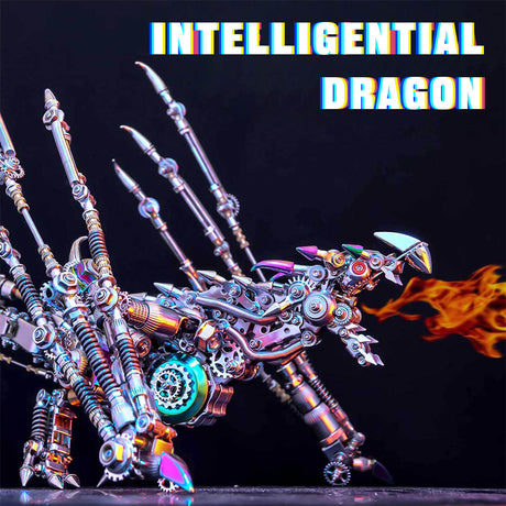3D metal intelligential dragon model kit LED mechanical dragon sculpture display - VICTMAX