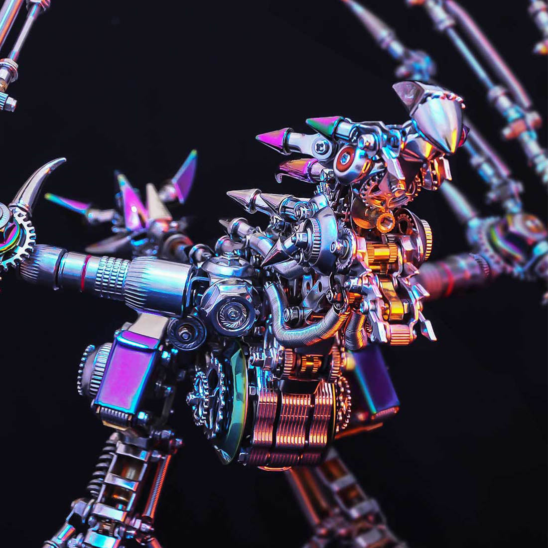 3D metal intelligential dragon model kit LED mechanical dragon sculpture display - VICTMAX