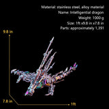 3D metal intelligential dragon model kit LED mechanical dragon sculpture display - VICTMAX
