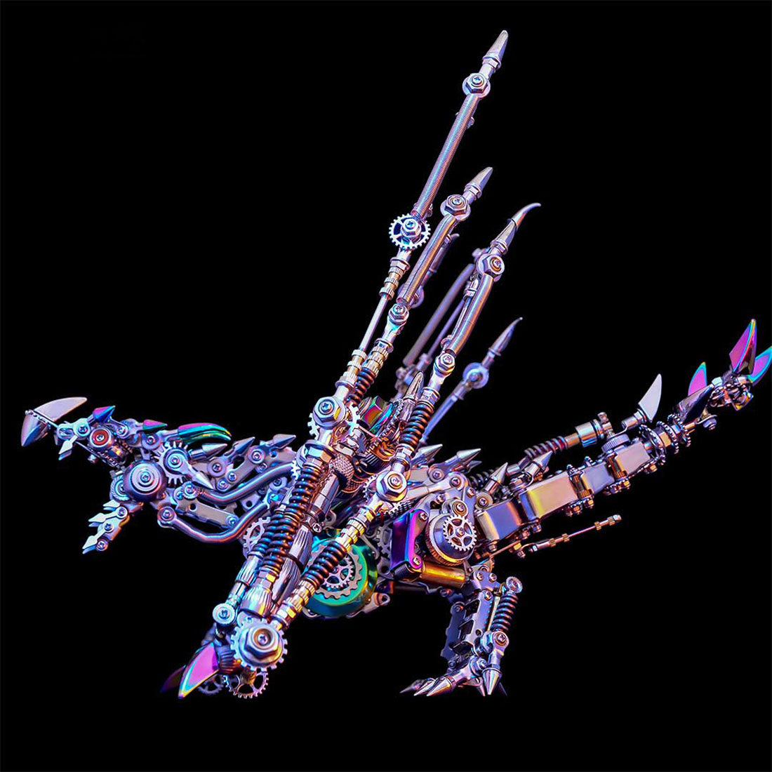 3D metal intelligential dragon model kit LED mechanical dragon sculpture display - VICTMAX