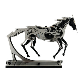 solar powered mechanical horse metal automaton model industrial desk display - victmax