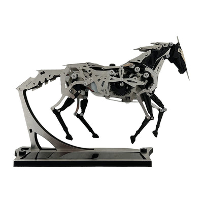 solar powered mechanical horse metal automaton model industrial desk display - victmax
