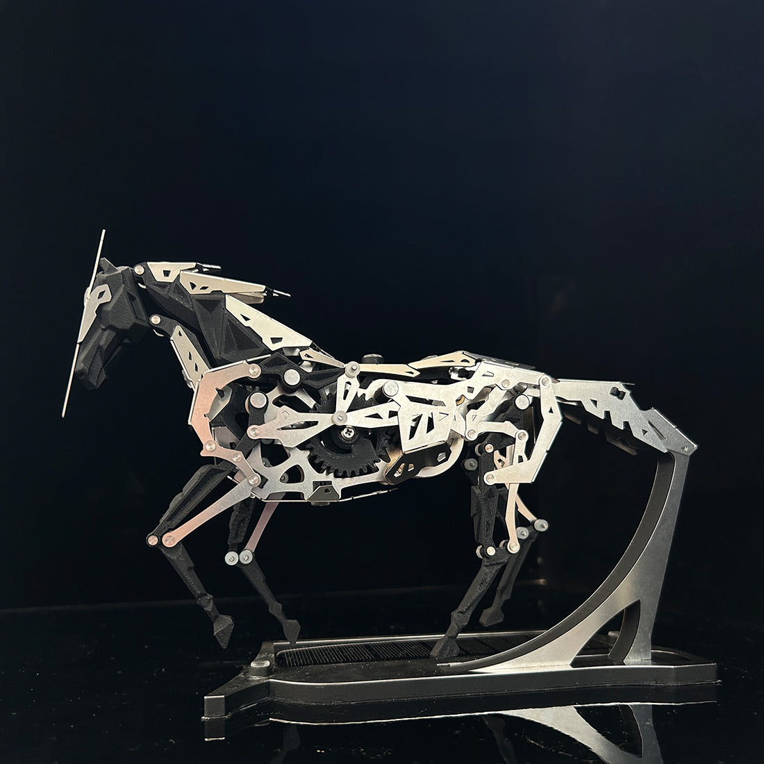 solar powered mechanical horse metal automaton model industrial desk display - victmax