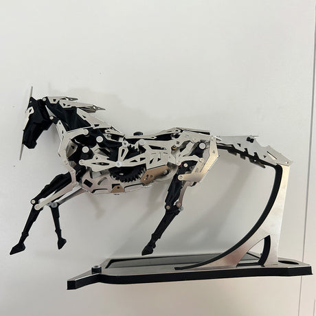 solar powered mechanical horse metal automaton model industrial desk display - victmax
