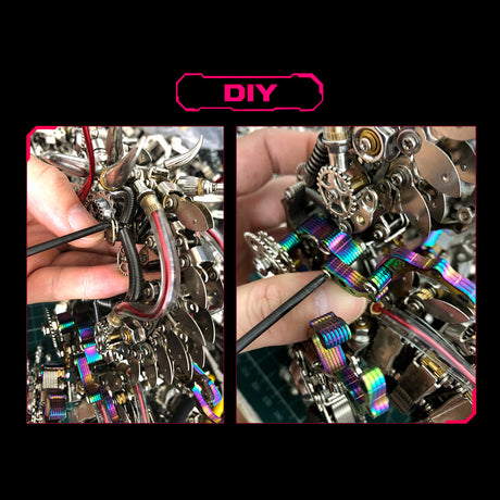 3D metal punk mechanical dragon model kit 2030+PCS fantasy creature assembly sculpture display - VICTMAX